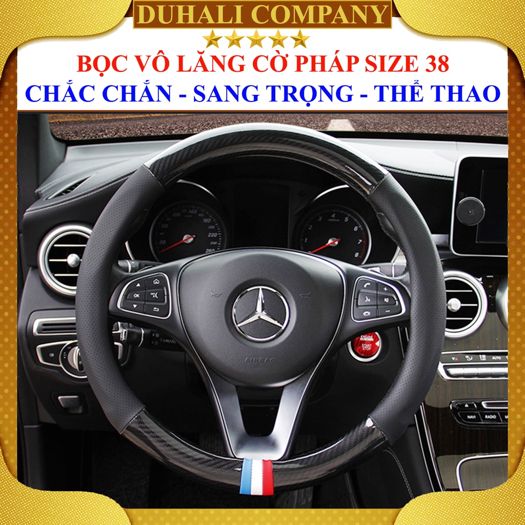 [D-CUT] Bọc Vô Lăng - Bọc Vô Lăng Ô Tô - Da Pu Cao Cấp, Ôm Khít, Chống Trơn Trượt, Hàng Đẹp - Họa Tiết Cờ Pháp - Duhali