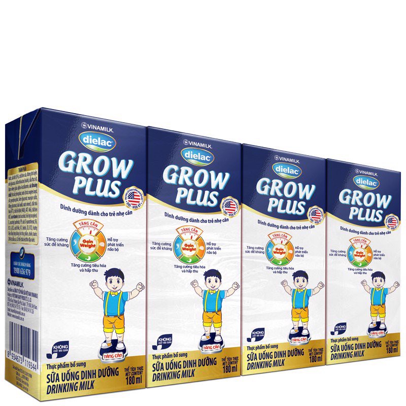 24 hộp Sữa uống dinh dưỡng Vinamilk Dielac Grow Plus (Xanh) - hộp 110ml / hộp 180ml