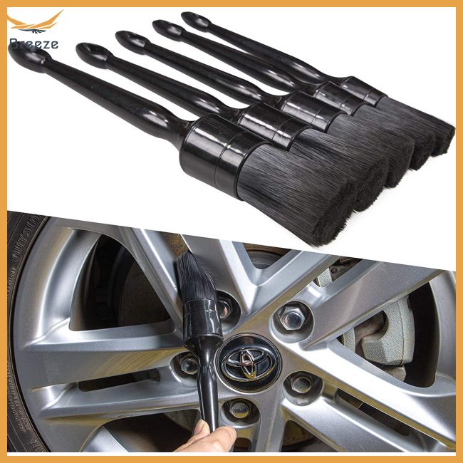 breeze 5pcs/set Car Detailing  Brush Set Boars Hair Clean Set Car Detailing Kit Detailing Brush