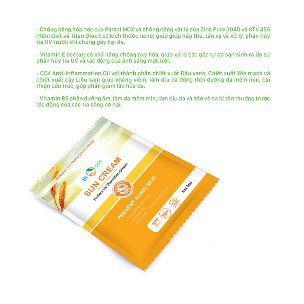 Kem Chống Nắng BioCos Sun Cream (Gói 5ml) | BigBuy360 - bigbuy360.vn