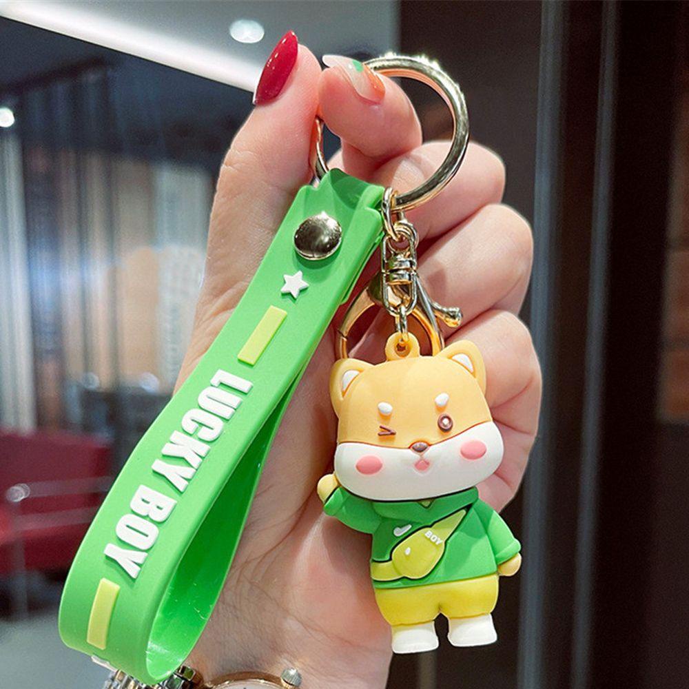 Móc Khóa Nhựa PVC Hình Chú Chó Màu Cầu Vồng Dễ Thương