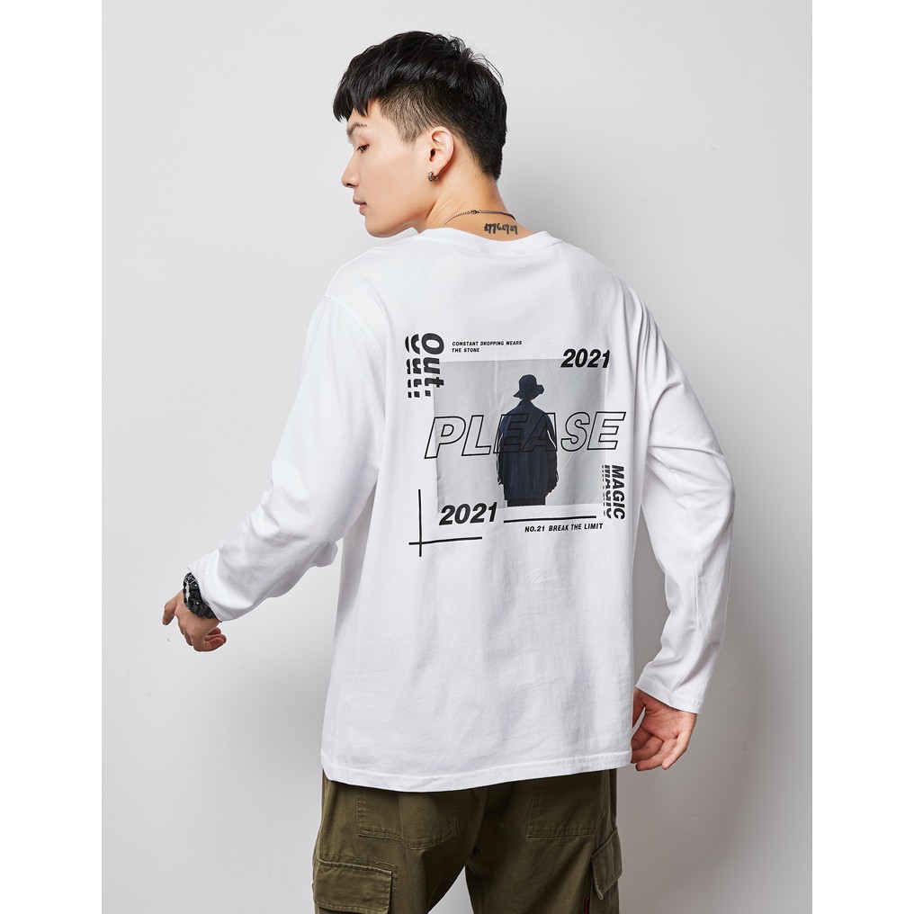 Áo thu đông tay dài nam nữ unissex thiết kế cổ tròn 2 màu đen trắng in hình basic vải cotton giữ nhiệt ATH24 | BigBuy360 - bigbuy360.vn