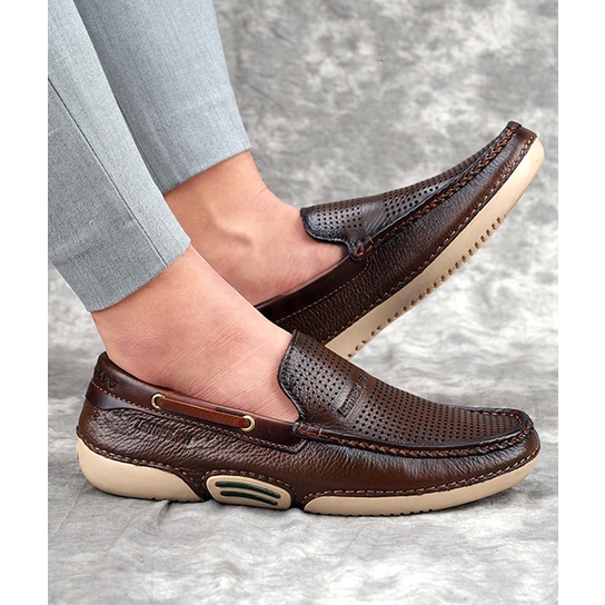 Giày lười da nam, da bò thật cao cấp, đi mềm, êm, siêu thoáng khí IS269