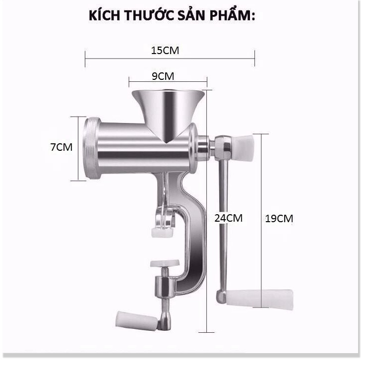 Máy xay thịt bằng tay  BH 1 THÁNG  Máy xay thịt bằng tay đế kẹp bàn, chất liệu cao cấp không gỉ, an  toàn 5731