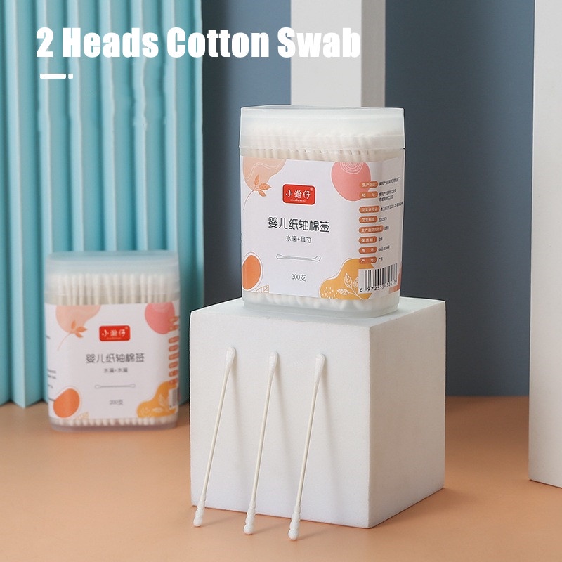 Hộp 200 tăm bông đầu nhỏ làm sạch tai mũi cho bé