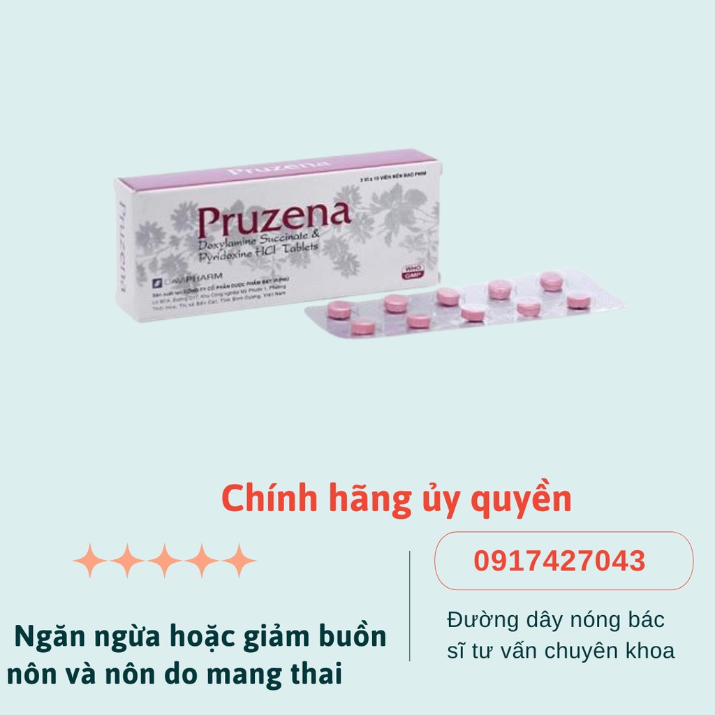 Viên uống PRUZENA hỗ trợ ngăn ngừa giảm buồn nôn và nôn do mang thai