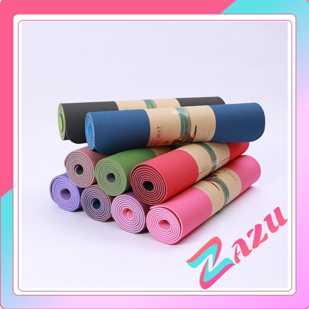 Thảm tập YOGA TPE 2 lớp dày 6mm chống trơn trượt an toàn không mùi ZAZU