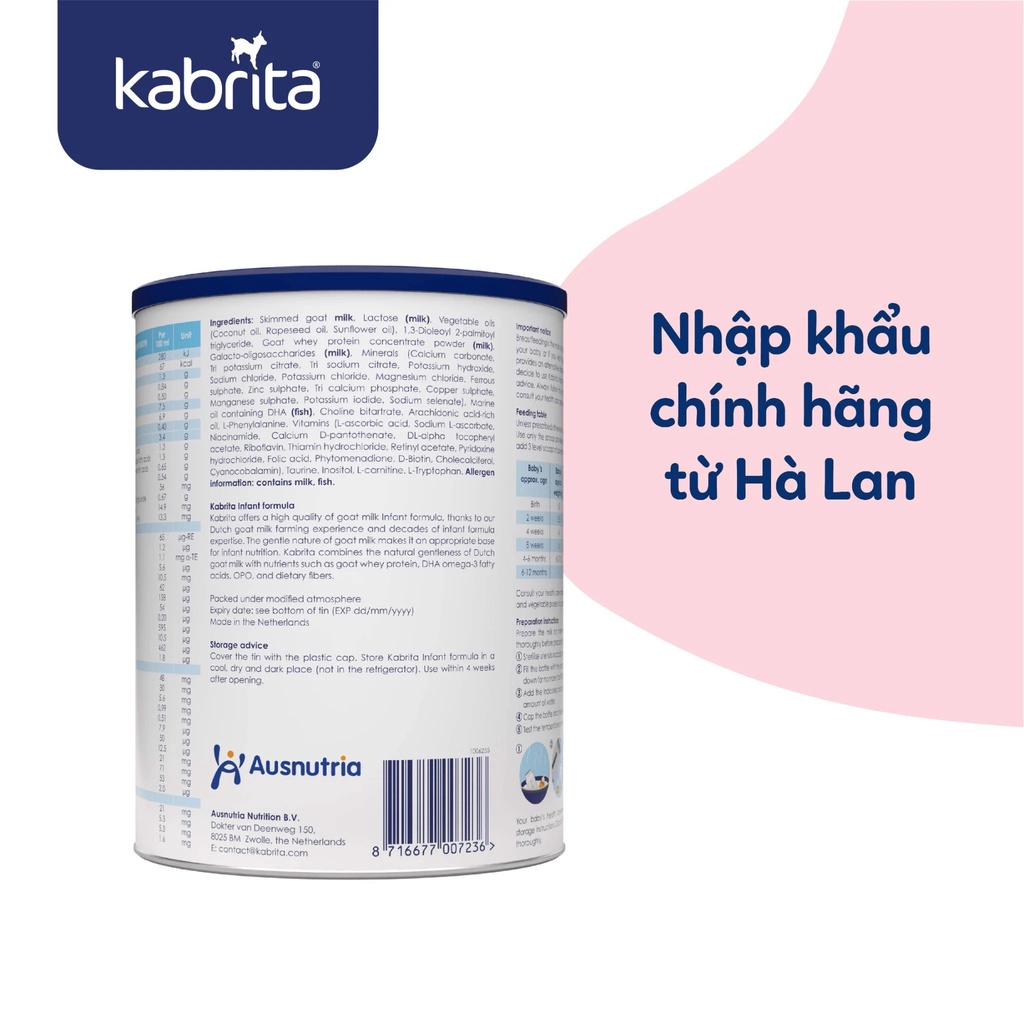 Sữa dê Kabrita số 1 (0-12 tháng) - Lon 800g