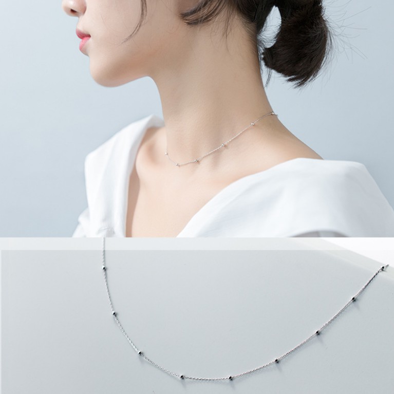 Dây chuyền choker vòng cổ nữ bạc s925 những hạt bi tròn Cá jewelry DC20