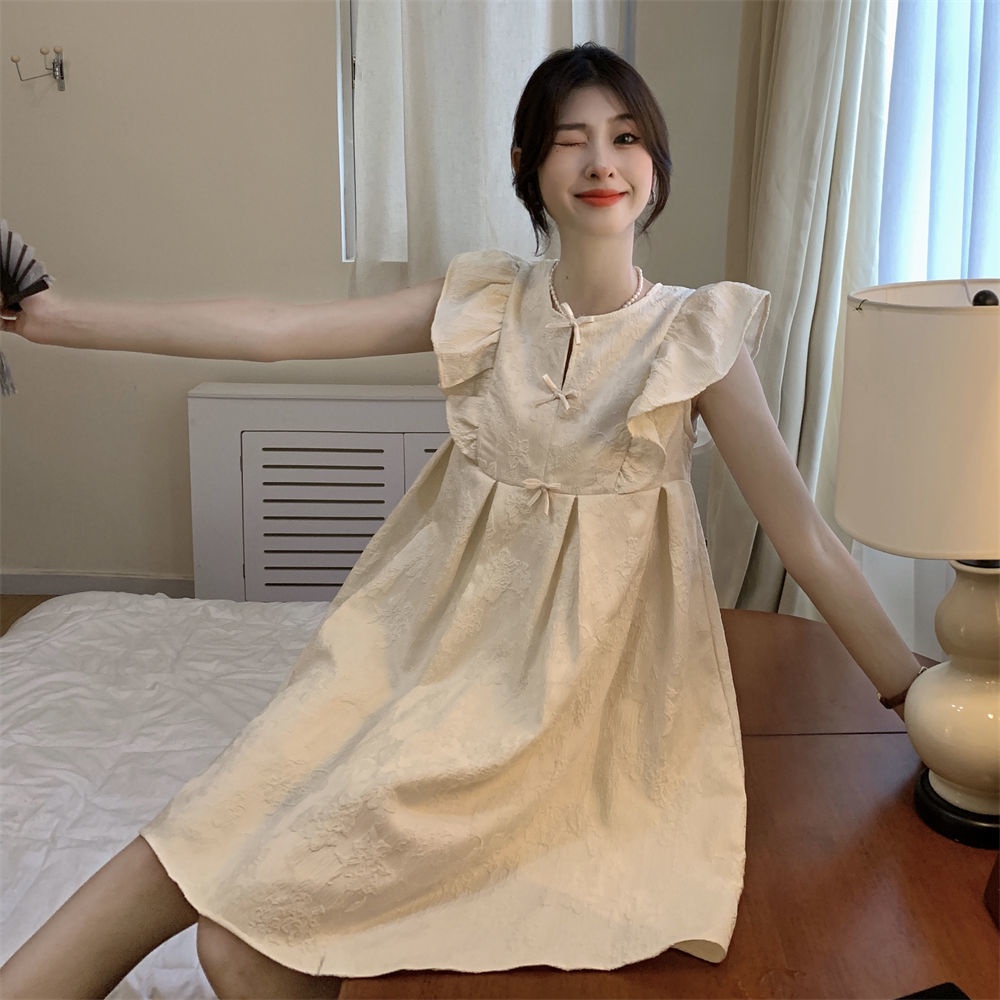 Váy babydoll Đầm Dáng Chữ A Đính Nơ Phong Cách Hàn Quốc Thời Trang Mùa Hè Mới Cho Nữ