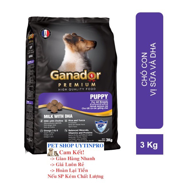 THỨC ĂN CHO CHÓ CON Ganador Puppy Vị Sữa và Dha Gói 3Kg Thương Hiệu Từ Pháp