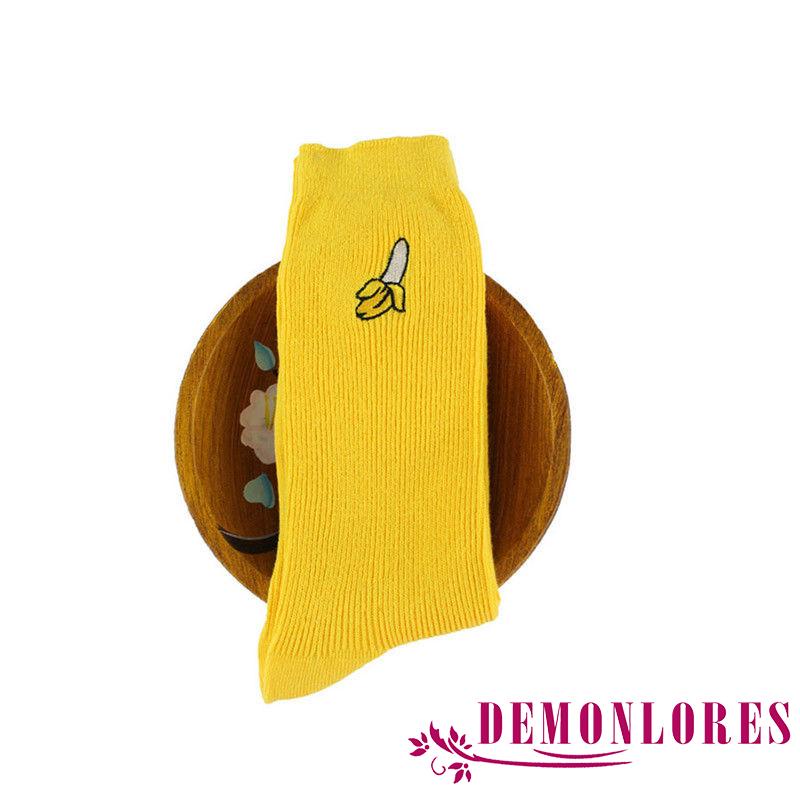 Vớ Dệt Kim Cổ Cao Co Giãn Thêu Họa Tiết Trái Cây Dễ Thương Thời Trang Mùa Đông Cho Nữ