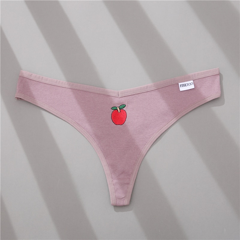 Quần lót CUTEBYTE vải cotton lưng thấp thêu họa tiết trái cây gợi cảm thời trang cho nữ