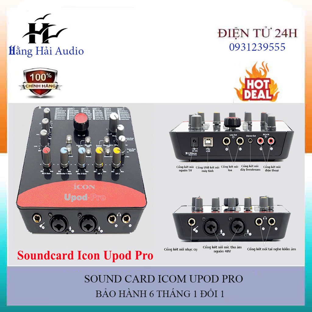 Icon Upod Pro Có 72 Hiệu Ứng Hỗ Trợ Phần Mềm Hàng Chất Lượng 16bit/48kHz , Ra Nguồn 5V và 48v Phù Hợp Cho Các Mic Live