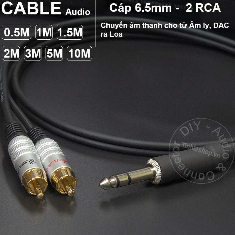 Jack 6 ly ra 2 hoa sen DIY 0.5M đến 10M - Cáp 6.5 ly TRS ra 2 RCA