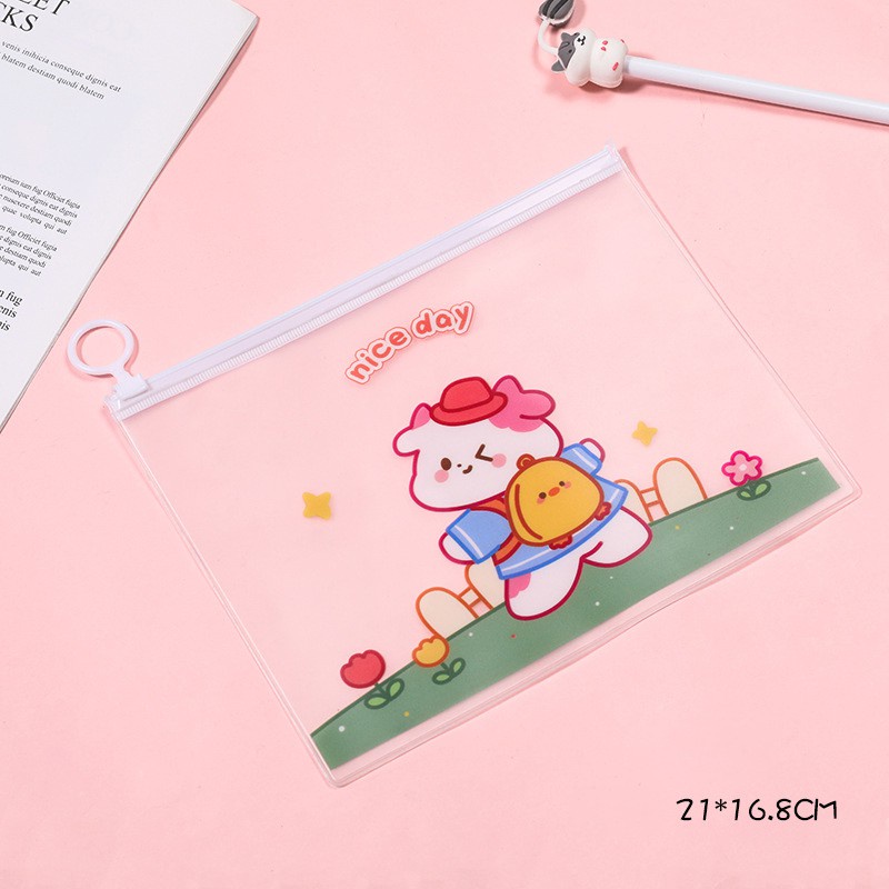 [Mã LIFEBOOK2 giảm 10% đơn 0Đ] Túi Đựng Bút Trong Suốt Hình Cute Dễ Thương (21*17cm) - Hộp Đựng Bút Khóa Zip Siêu Đẹp