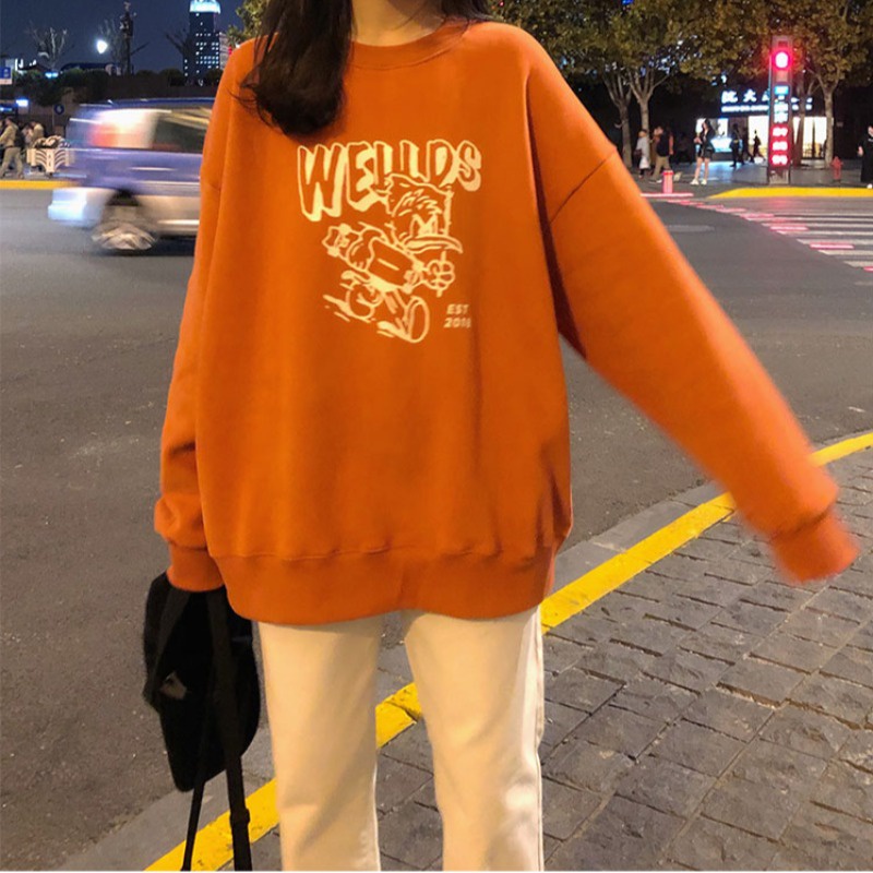 NRVP Áo Hoodie Dáng Rộng Thời Trang Hàn Quốc Đơn Giản Cá Tính Cho Nữ