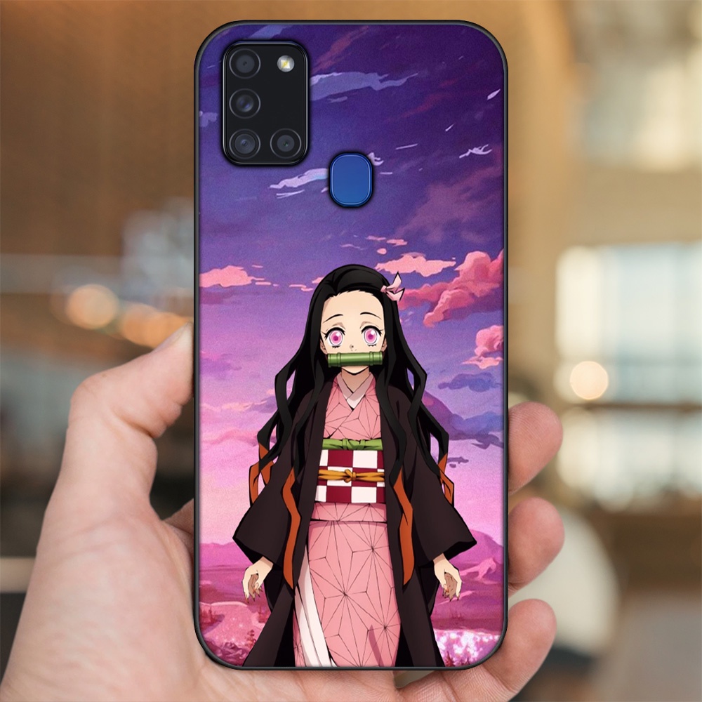 Ốp lưng Samsung A21S viền đen in hình Nezuko Kimetsu no Yaiba