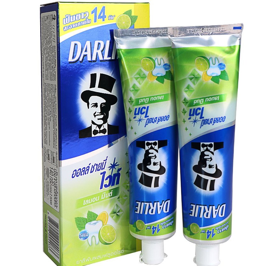 Kem Đánh Răng Darlie Chanh Bạc Hà Ông Tây Đen Thái Lan - 140gr (hộp 2 tuýp)