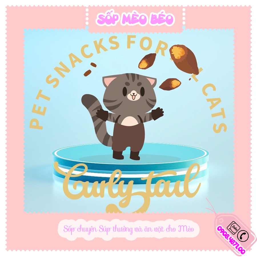 Combo 2 gói Bánh Curly Tail 40g mix vị  có nhân bên trong cho Mèo