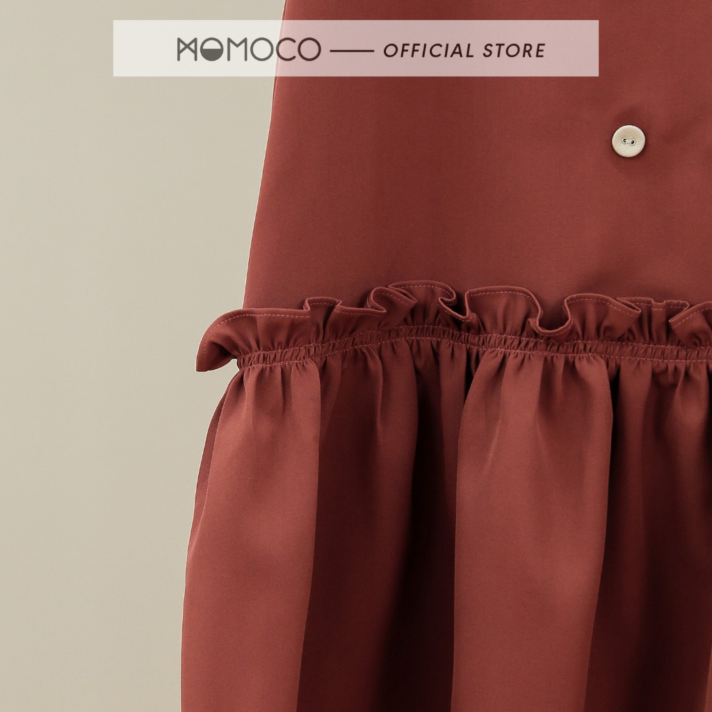 Đầm Thiết Kế Nữ MOMOCO Tùng Nấm Sát Nách 2 Khuy Giả Cổ Pha Màu Chất Tuýt Si Nhẹ M2788