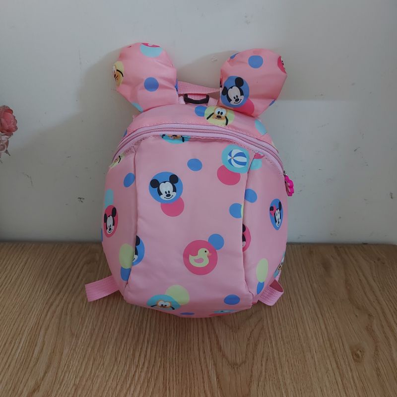 Balo Chuột Micky mini nhỏ gọn cho bé đi du lịch, dã ngoại, đi học mầm non có dây chống lạc cho bé từ 1 đến 4 tuổi