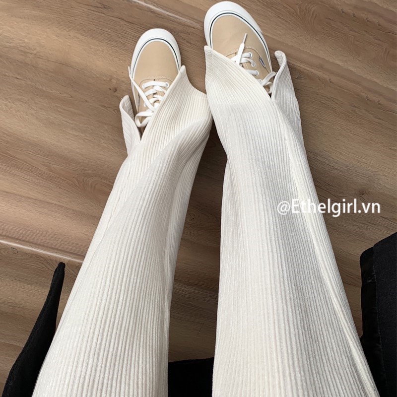 Quần ống rộng Xẻ Tà Lưng Cao Thời Trang Cho Nữ