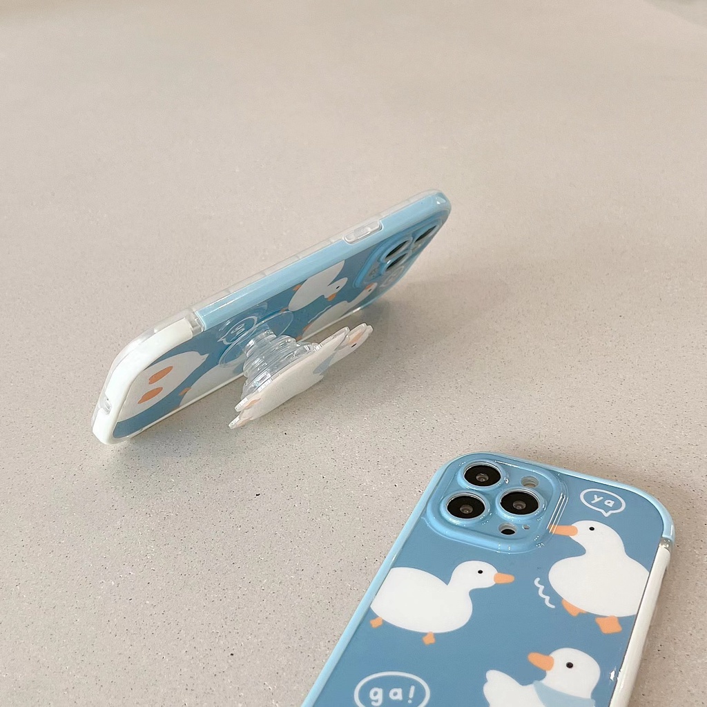 Ốp Điện Thoại tpu Mềm Có Giá Đỡ Hình Chú Vịt Cho iphone 13 pro max 12 pro max 11 pro max xsmax