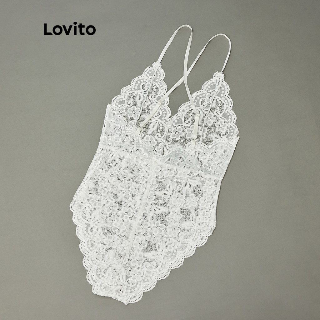 Lovito Bộ quần áo ren cổ chữ V gợi cảm L12058 | BigBuy360 - bigbuy360.vn