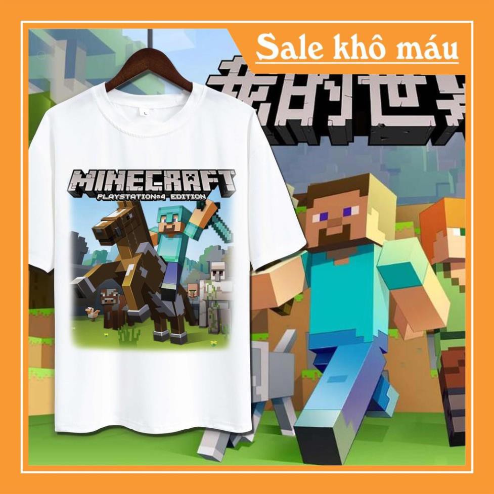 ÁO MINECRAFT- Áo Thun Tay Ngắn In Hình Minecraft Cho Bé Trai