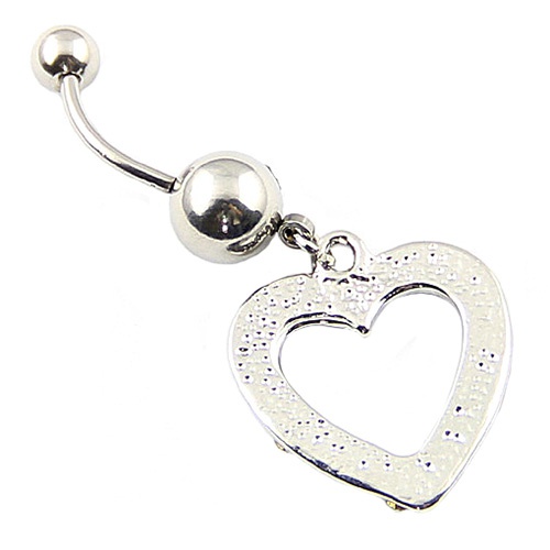 Khuyên rốn hình tim đính đá bằng thép y tế