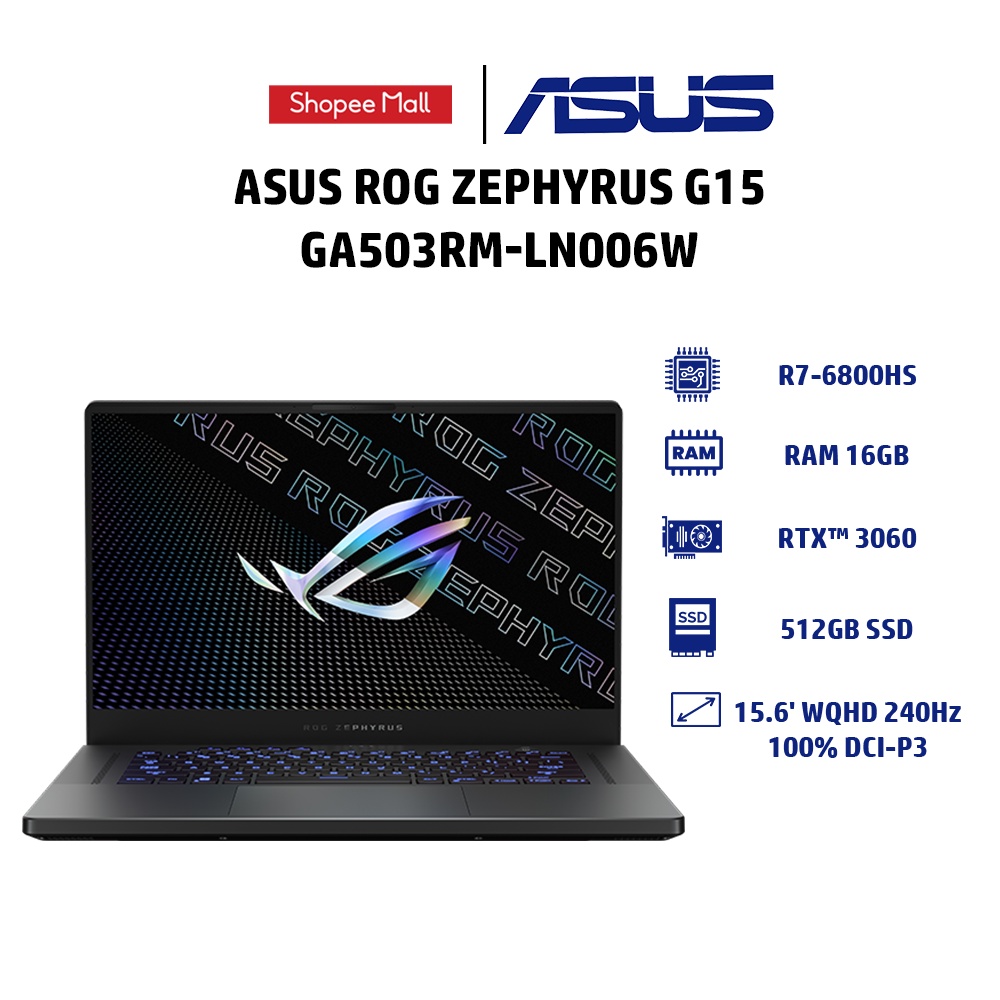 Laptop ASUS ROG Zephyrus G15 GA503RM-LN006W R7-6800HS |16GB |512GB | GeForce RTX™ 3060 6GB