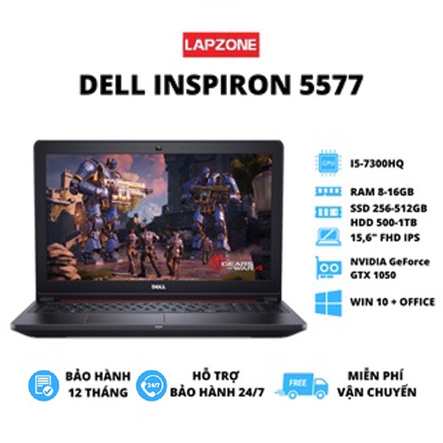 LAPTOP Dell Inspiron 5577, RAM 8GB, SSD 128GB + HDD 500GB, I5-7300HQ, VGA GTX 1050, 15,6 inch FULL HD IPS GIÁ SIÊU RẺ