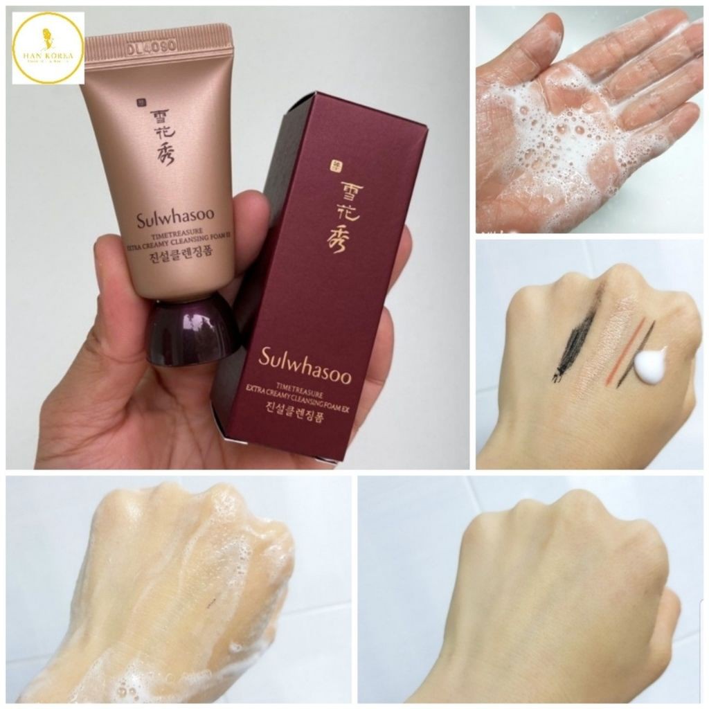 Sữa rửa mặt cao cấp chiết xuất thông đỏ Sulwhasoo Time Treasure Cleansing Foam 15ml giúp dưỡng ẩm và làm sạch da
