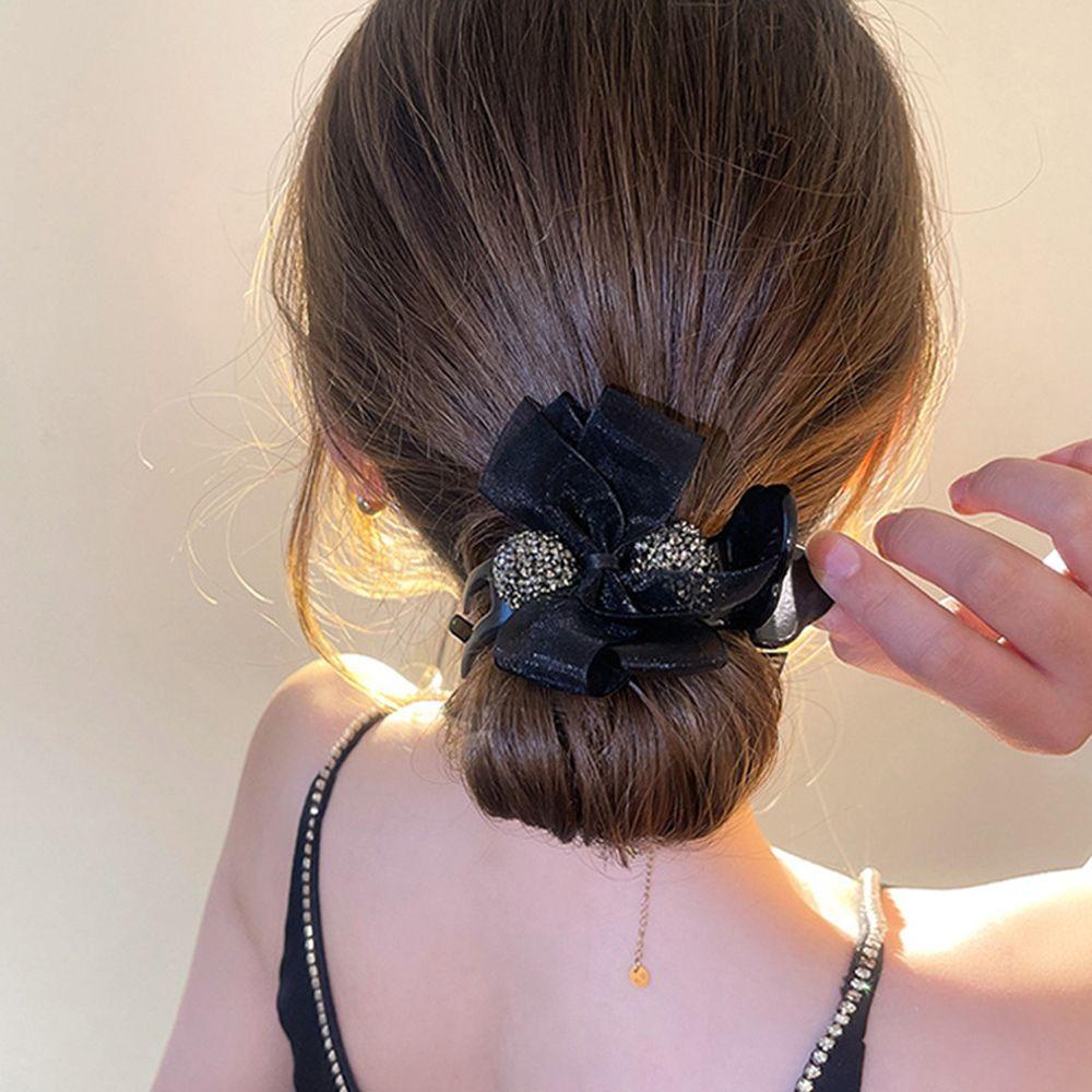 IVORY Kẹp Tóc Nơ Lưới Đính Đá Thiết Kế Đơn Giản Xinh Xắn