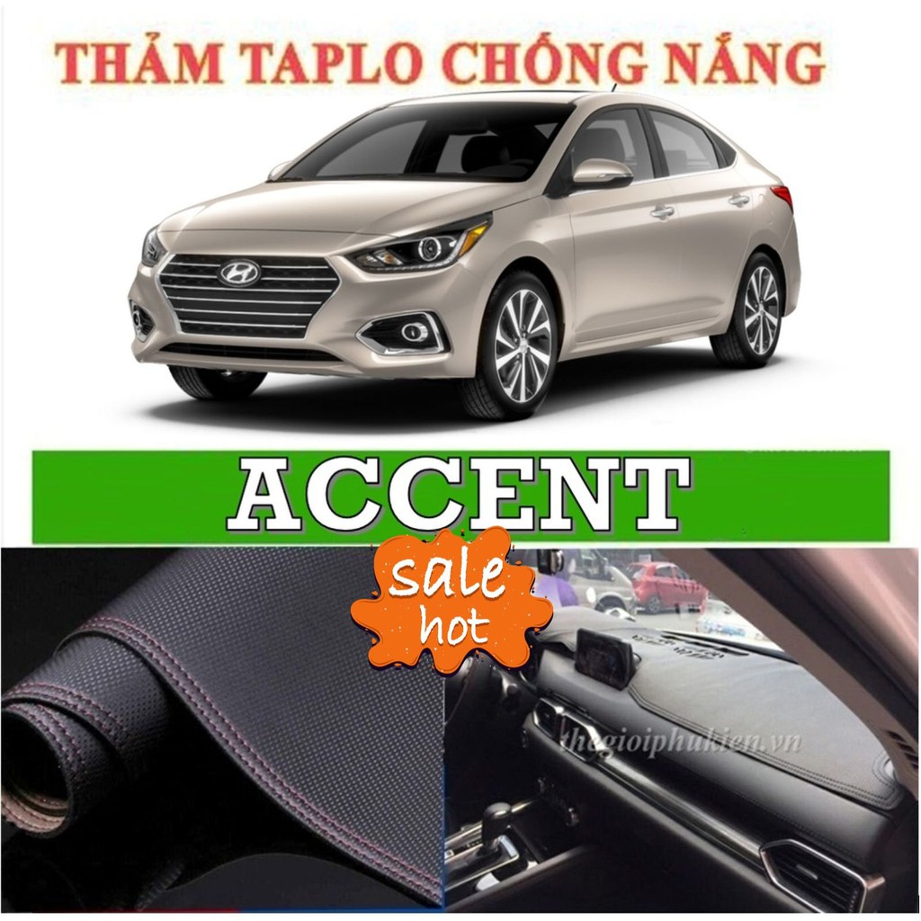 Thảm phủ taplo Huydai Accent 2018 - 2019 da PU 3 lớp dập vân cacbon chống nóng cho ô tô