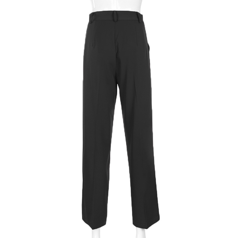 DUNEA Quần Dài Lưng Cao Phối Túi Thiết Kế Màu Trơn Thanh Lịch Thời Trang Công Sở