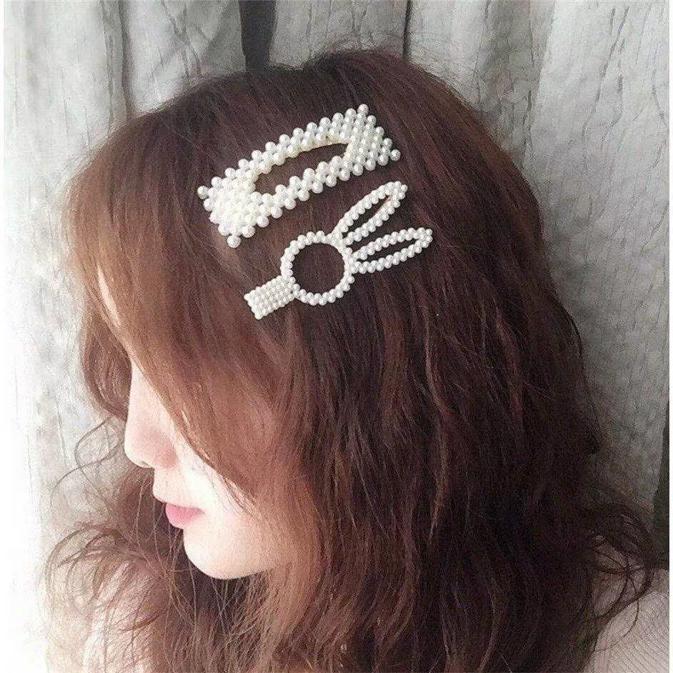 Cặp tóc bẻ tách ngọc trai nhiều hình phong cách Hàn Quốc kẹp mái xinh xắn hot tiktok