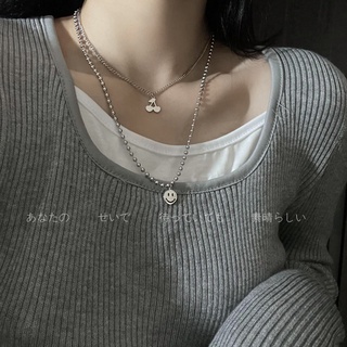 Simple Clavicle Chain High Quality Cute Cherry Smiley Necklace