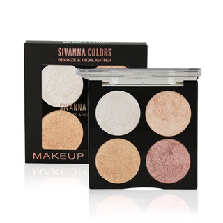 Set Phấn Tạo Khối + Bắt Sáng 4 ô Sivanna Colors Bronze & Highlighter