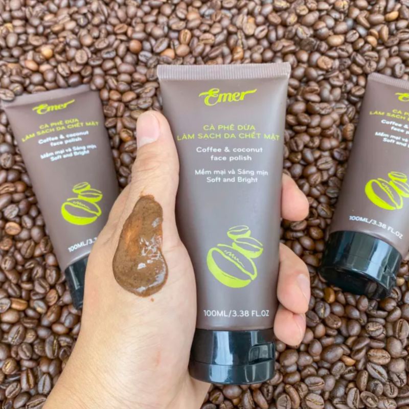 Tẩy da chết mặt cà phê dừa làm sạch tế bào chết Emer 100ml