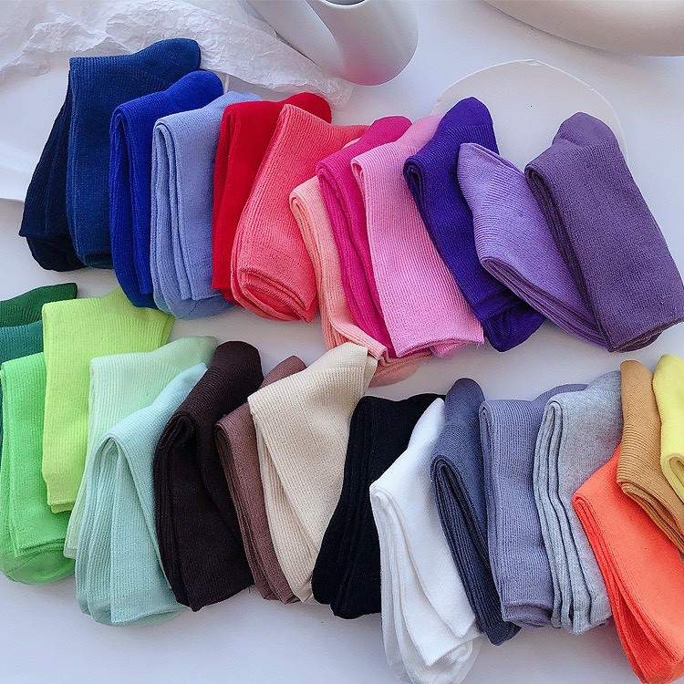 Vớ Trơn Cao Chun Tất Trơn Dài Nhún Style Hàn Quốc Cotton Kháng Khuẩn Freesize Nam Nữ MRSOCKS - VC012