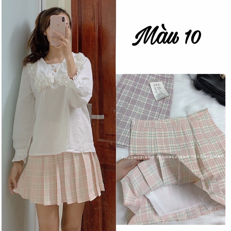 [Ảnh thật/Video]Chân váy tenis trơn/kẻ hàng Quảng Châu chân váy xếp li phong cách nữ sinh Hàn Quốc | BigBuy360 - bigbuy360.vn