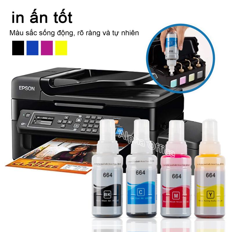 Mực in EPSON 664 màu đen  cho máy in EPN L100 L110 L120 L132 L210 L222 L300 L312 L355 L350 L362 L366