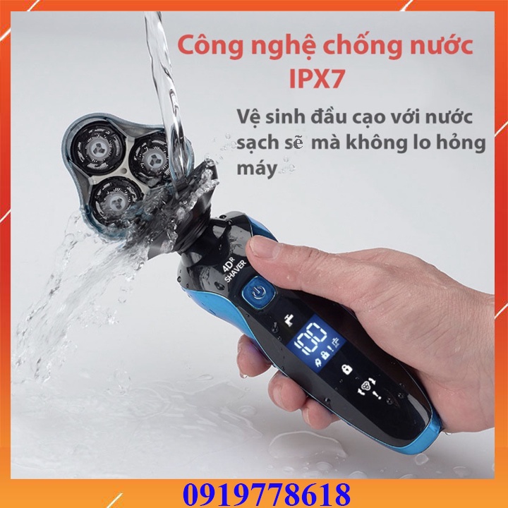 Máy Cạo Râu Shaver 4D, Máy Cạo Râu Nam Khô Đa Năng 3 Trong 1 Màn Hình Hiển Thị - Chống nước IPX7