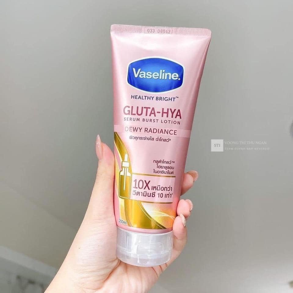 Dưỡng Thể Vaseline Healthy Bright Gluta-hya Serum Burst UV Lotion 330mL  (ban đêm)