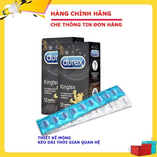 Bao cao su Durex Kingtex siêu mỏng size nhỏ, kéo dài thơi gian quan hệ hộp 12 chiếc tăng cường cảm xúc