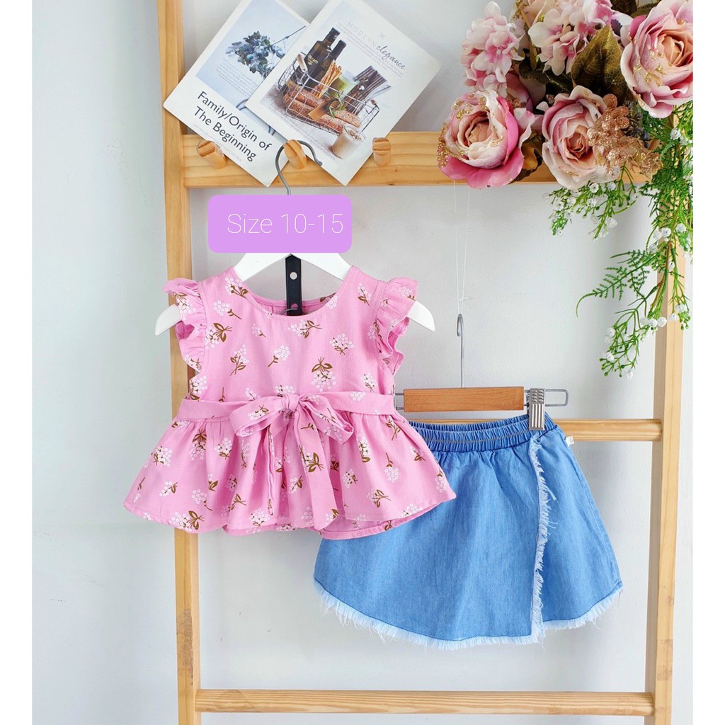 Set bộ áo hoa cho bé gái size 18-35kg hàng thiết kế cao cấp