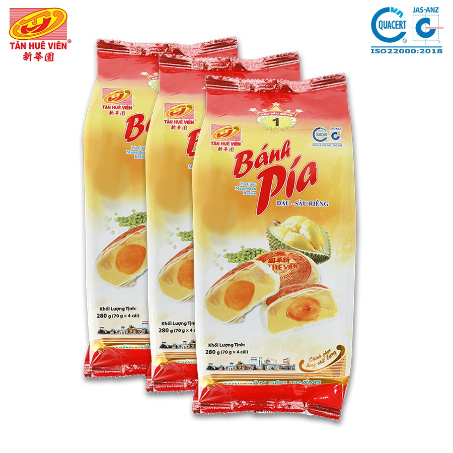 Bánh pía đậu xanh sầu riêng Tân Huê Viên 280g