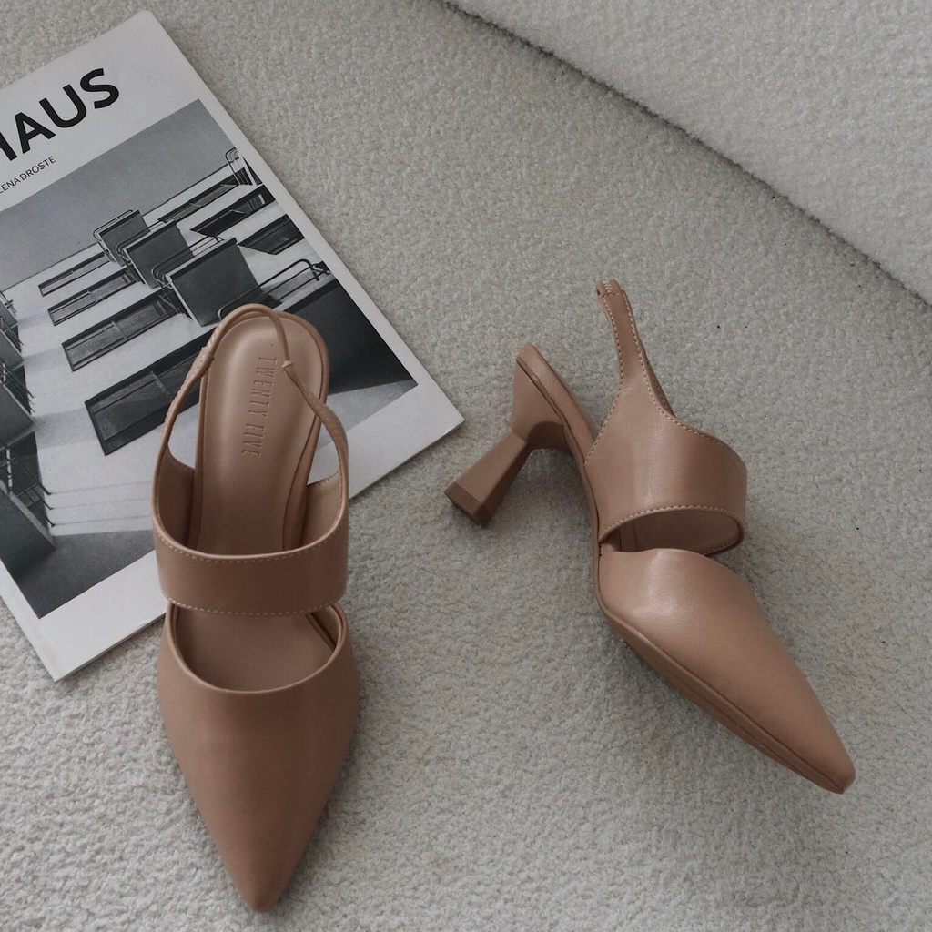 25 STUDIO Giày cao gót bít mũi quai hậu da mềm 6 phân Morgan Shoes